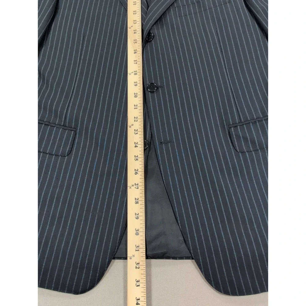 Canali Suit Mens 44R Navy Pinstripe Super 120s Wool Italy Saks Fifth Ave